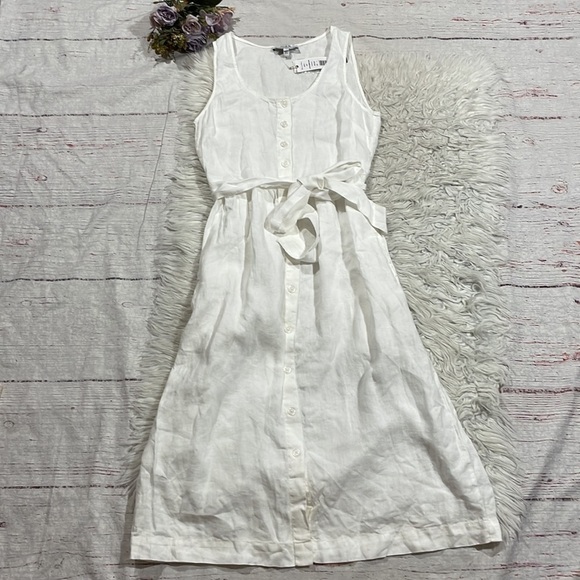 NWT Michael Stars Linen Lulu Button Down Midi Dress in White - Picture 2 of 12